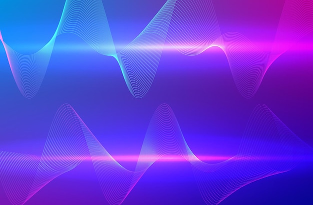 Fala wielu linii Abstrakcyjne faliste paski na fioletowym niebieskim tle Kreatywna grafika liniowa kolorowy gradient Ilustracja wektorowa EPS 10 Elementy projektu utworzone za pomocą narzędzia Blend do układania broszur