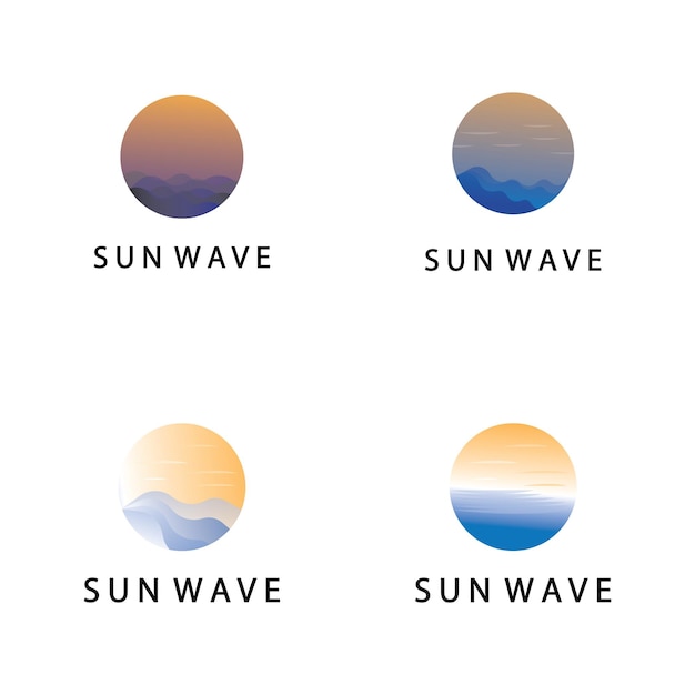 Fala wody i słońce ikona wektor ilustracja projekt logo