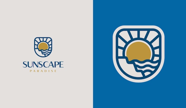 Fala zachodu słońca Monoline Logo Szablon Uniwersalny kreatywny symbol premium Ilustracja wektorowa