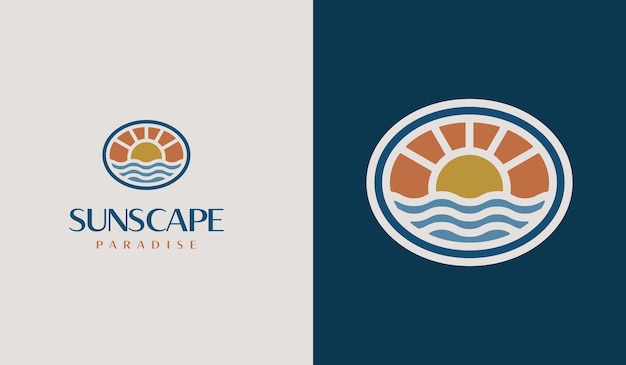 Fala zachodu słońca Monoline Logo Szablon Uniwersalny kreatywny symbol premium Ilustracja wektorowa