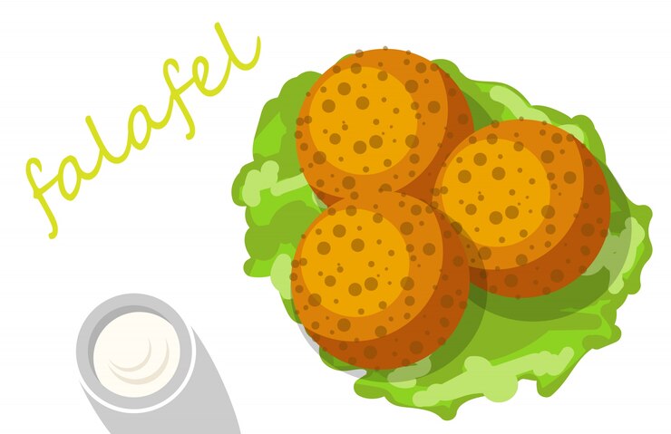 Wektor falafel nadziewał pita warzywami
