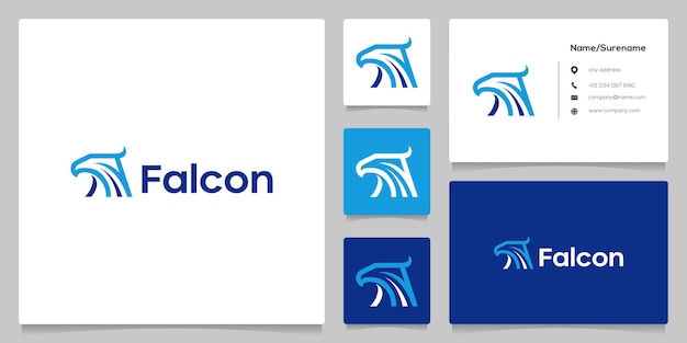 Plik wektorowy falcon head blue eagle pogrubione logo design patriotyczne z wizytówką