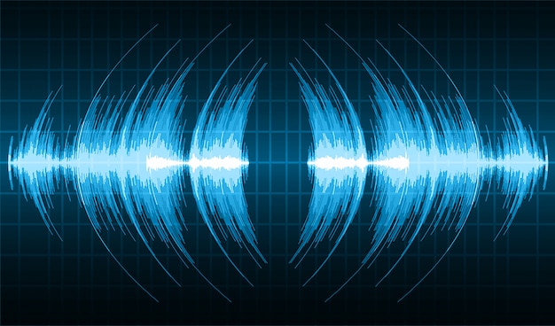 Fale Dźwiękowe Oscylują W Ciemnoniebieskim świetle