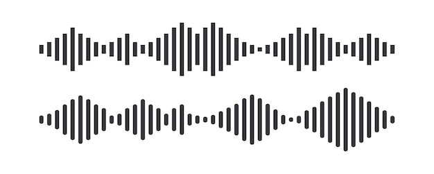 Fale Dźwiękowe, Symbol Przebiegu ścieżki Muzycznej, Rytm Audio, Izolowany Element Projektu Technologii Cyfrowego Korektora, Panel Konsoli, Pulsacyjne Uderzenia Muzyczne Monochromatyczna Amplituda Wibracji. Ilustracja Wektorowa
