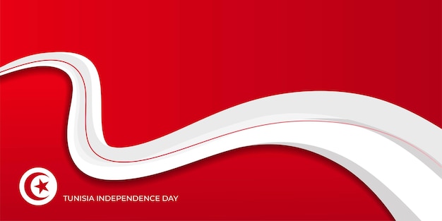 Falista biała linia z czerwonym tłem dla projektu Tunezyjskiego Dnia Niepodległości