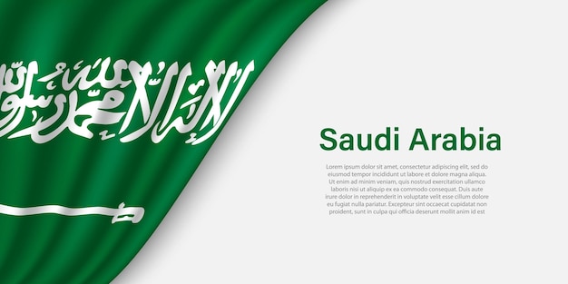 Falowa Flaga Arabii Saudyjskiej Na Białym Tle