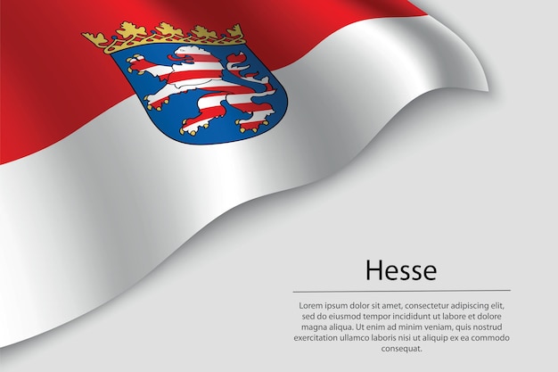Falowa Flaga Hesji To Stan Niemiec Szablon Transparentu Lub Wstążki Wektora