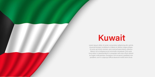 Falowa flaga Kuwejtu na białym tle