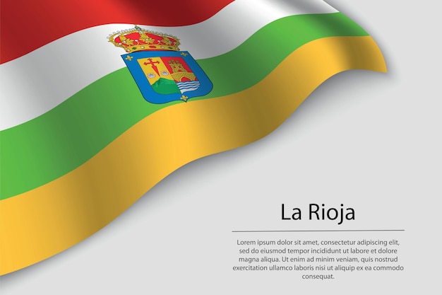 Falowa flaga La Rioja to region Hiszpanii Szablon transparentu lub wstążki wektora