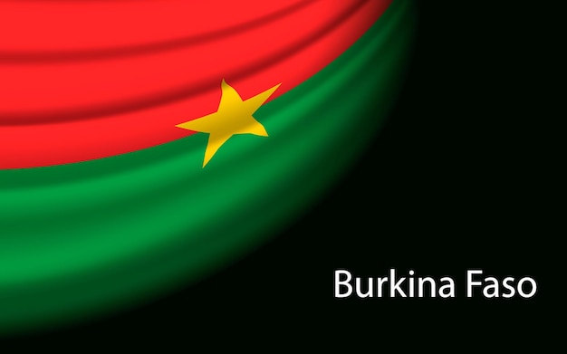 Falująca Flaga Burkina Faso Na Ciemnym Tle