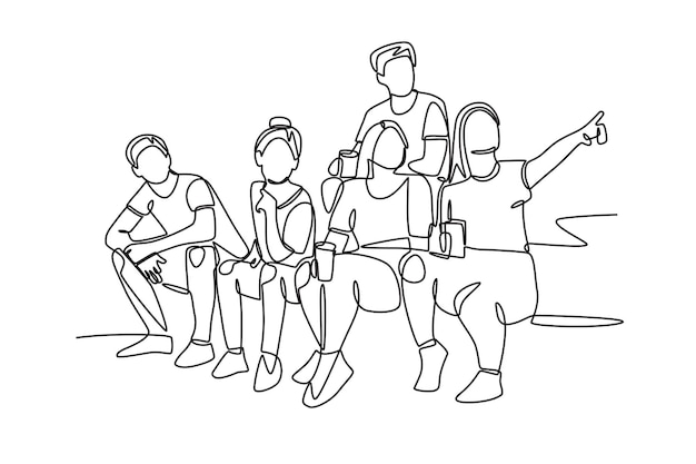 Family reunions concept oneline drawing