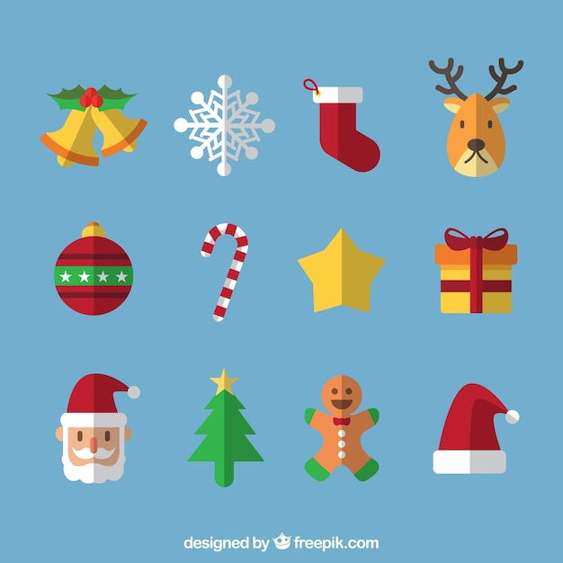 Fantastyczna kolekcja christmas elementów w stylu płaskiej