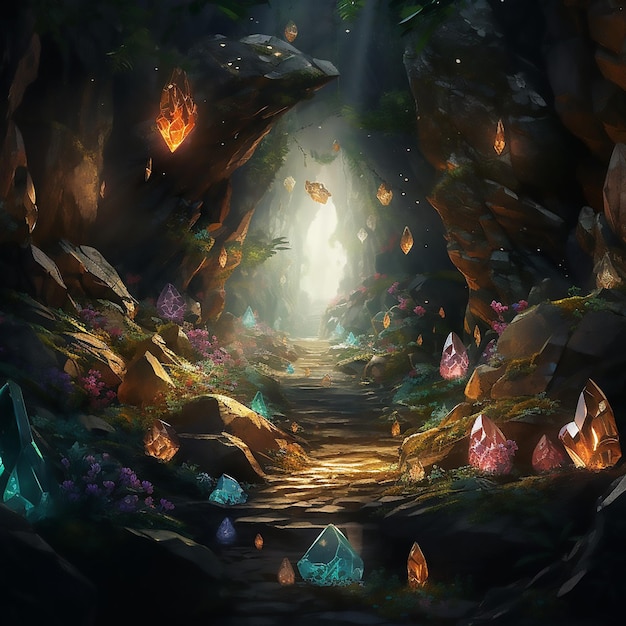 Plik wektorowy fantasy krajobraz lekka sztuka tło ilustracja koncepcja jaskini skała tapeta mroczna fikcja