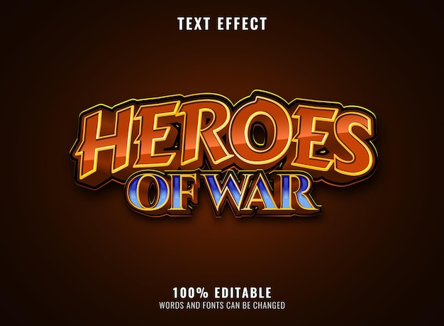 Fantazyjny Złoty Diamentowy Bohater Wojny Edytowalny Efekt Tekstowy Z Logo Gry