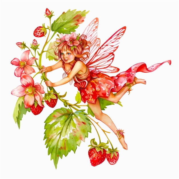 Plik wektorowy farba akwarelowa strawberry fairy