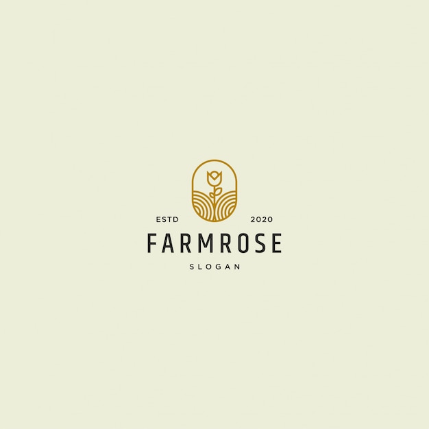 Farm retro rose logo retro vintage