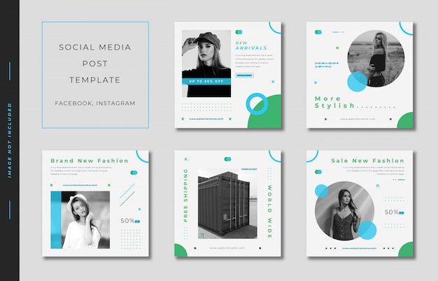 Plik wektorowy fashion_instagram_post_template_square_banner_collection_green_and_blue