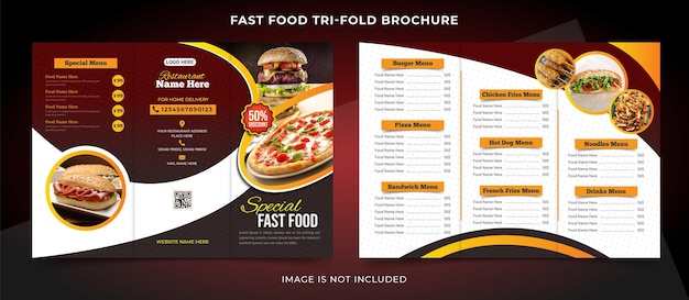 Fast Food Menu Trifold Restauracja Broszura Szablon