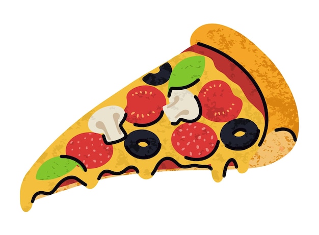 Fast food pizza ikony kreskówki ustawić prosty płaski styl ulicy wysokiej kaloryczności ilustracji żywności