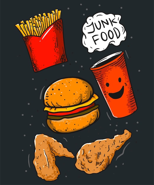 Fast Food Płaska Konstrukcja Wektor Ilustracja