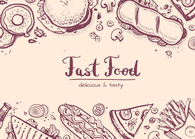 Fast food ręcznie rysowane tło
