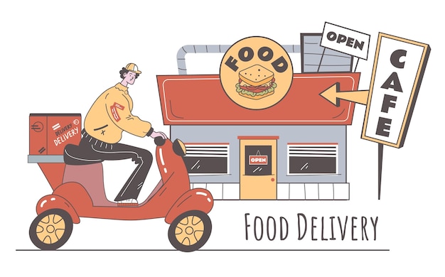 Fast Food Street Delivery Order Zabierz Jedzenie Abstrakcyjna Koncepcja Projekt Graficzny Ilustracja
