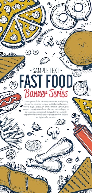 Fast Foody Menu Pionowy Baner