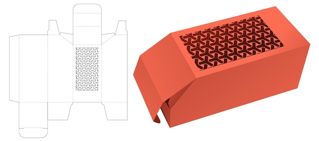 Fazowane Składane Pudełko Z Japońskim Szablonem Wykrojnika I Makietą 3d