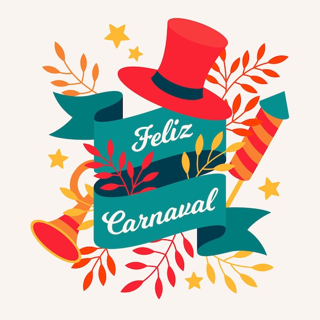 Feliz Carnaval Post Redes Sociales Sombrero Y Trompeta