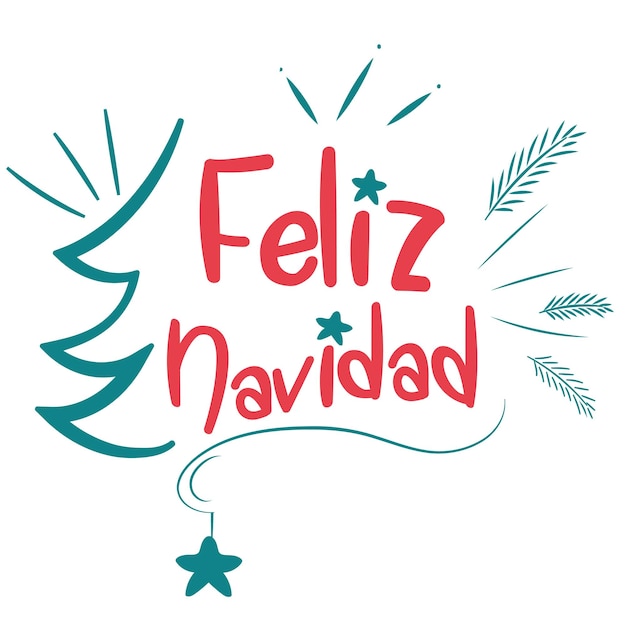 Feliz navidad, co oznacza wesołe Święta, litery w hiszpańskiej kaligrafii, ręczne litery.