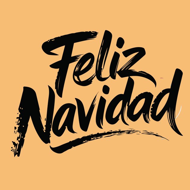 Feliz Navidad kreatywne litery kaligraficzne drzewo bożonarodzeniowe typograficzne ilustracja wektorowa zimowa