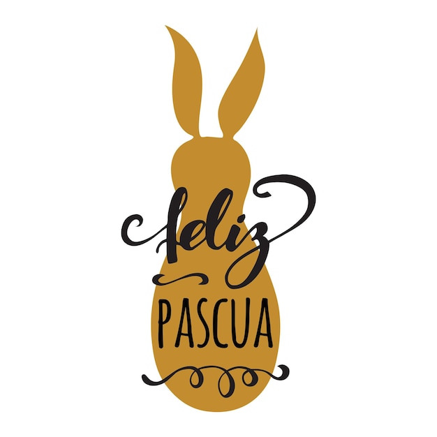Plik wektorowy feliz pascua wesołych świąt w języku hiszpańskim kartkę z życzeniami na jasnym tle złotego królika