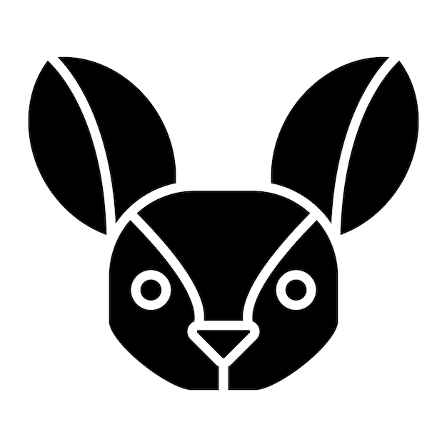 Fennec Fox Glif Solidna czarna ilustracja