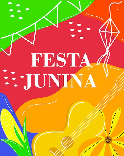 Festa Junina świętuje Tło Z Kolorowymi Dekoracyjnymi Kwiatami I Girlandami