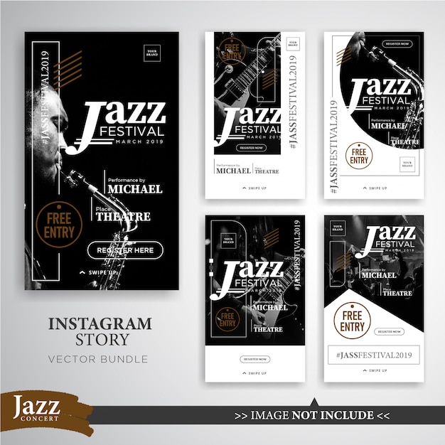 Festiwal Jazzowy Lub Muzyczny Historie Instagramu Szablon Transparentu