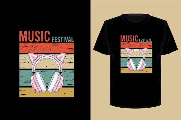 Plik wektorowy festiwal muzyczny retro vintage t shirt design