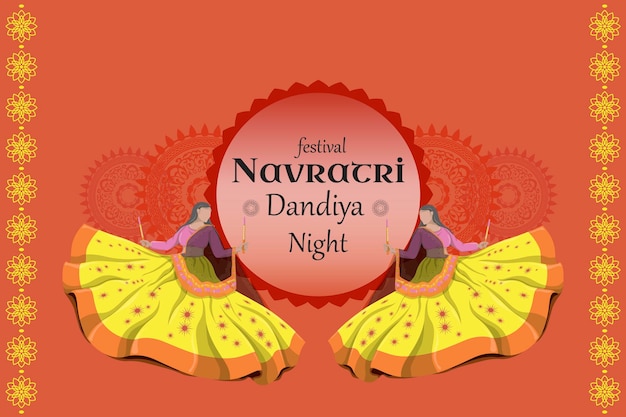 Festiwal Navratri Dziewczyny Tańczą Taniec Narodowy