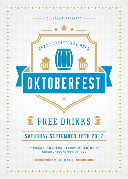 Plik wektorowy festiwal piwa oktoberfest celebracja plakat retro typografii lub ulotki