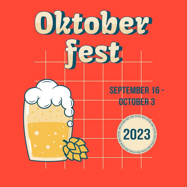 Plik wektorowy festiwal piwa oktoberfest koncepcja świąteczna piwo szklankę piwa i chmielu projekt banera