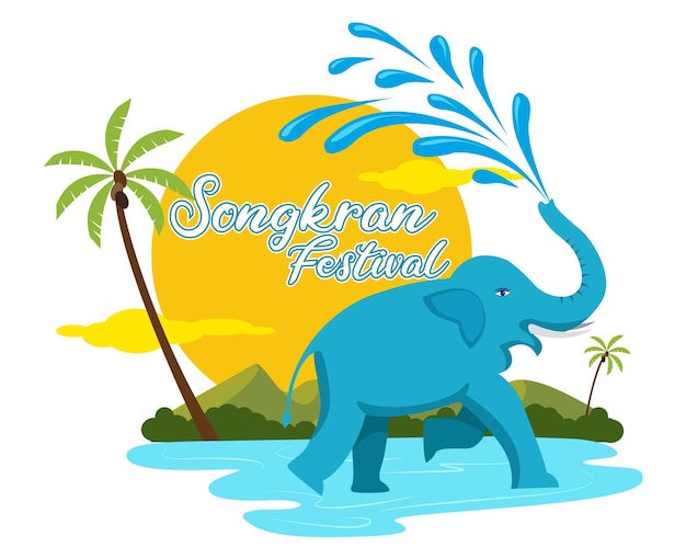 Festiwal Songkran słonie woda gra wektor