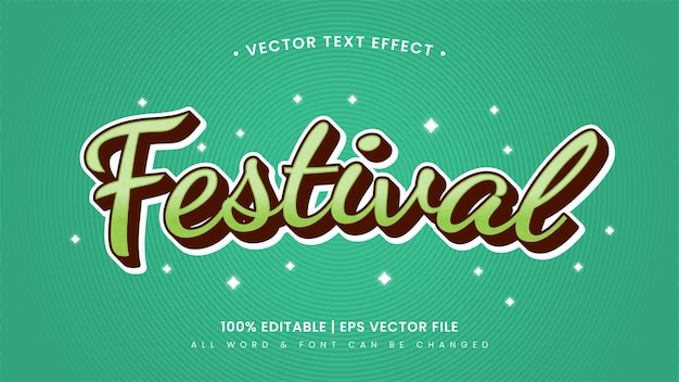 Festiwal Vintage Retro Efekt Stylu Tekstu 3d. Edytowalny Styl Tekstu Programu Illustrator.