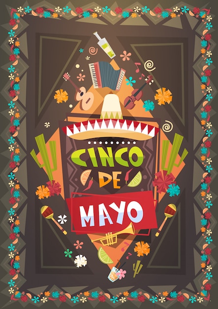 Festiwal W Meksyku Cinco De Mayo Plakat Meksykańskie święto Dekoracji