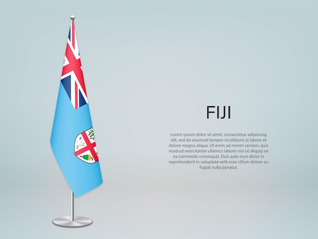 Fidżi wisząca flaga na stojaku Szablon baneru na konferencję