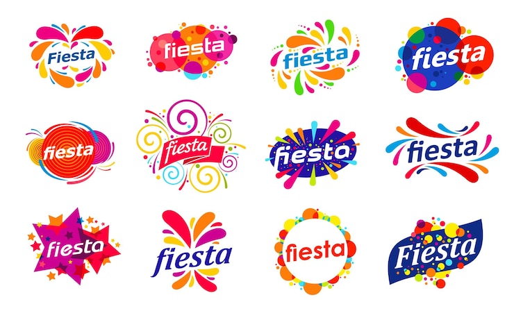 Wektor fiesta, impreza świąteczna i zabawne ikony wydarzeń karnawałowych