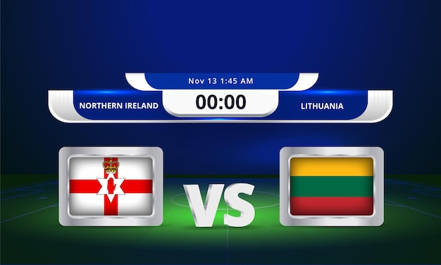 Fifa World Cup 2022 Irlandia Północna vs Litwa mecz piłki nożnej Scoreboard transmitowany