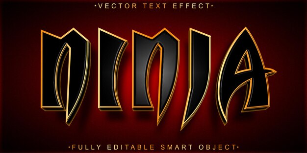 Fighter Ninja Silver Vector W pełni edytowalny efekt tekstu inteligentnego obiektu