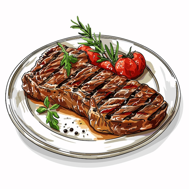 Plik wektorowy filet mięsa wektorowego na talerzu na białym tle generatywny ai