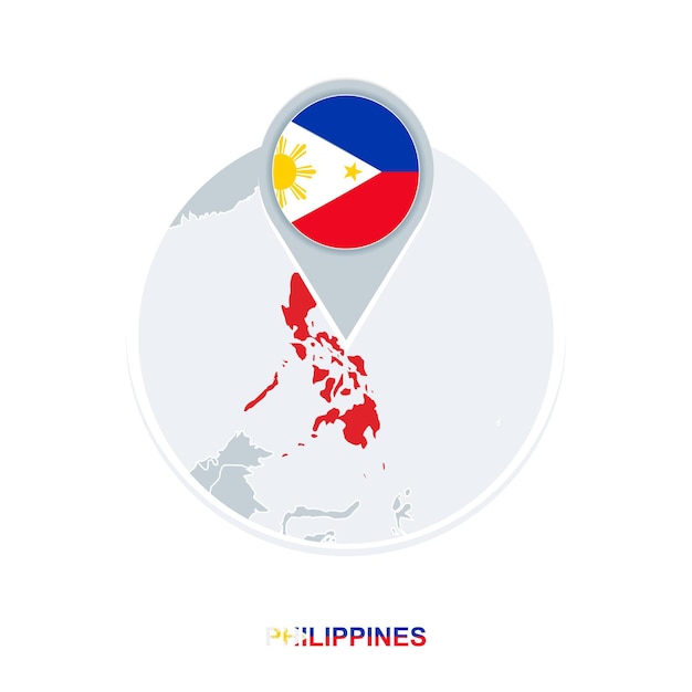 Filipiny Mapa I Flaga Ikona Mapy Wektorowej Z Podświetloną Filipiny