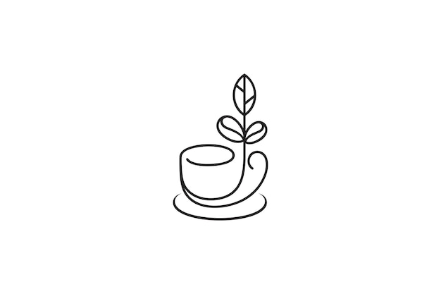 Filiżanka Kawy Proste Logo W Stylu Linii Z Kawą