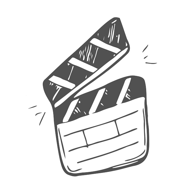 Plik wektorowy film clapperboard doodle icon film set clapper dla produkcji filmowej board clap dla klipu wideo